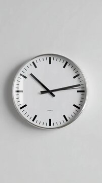 Simple wall clock isolated on white background minimal concept very realistic 4K video footage