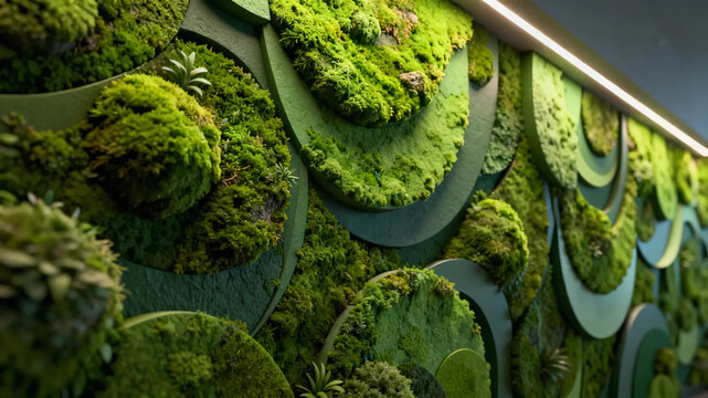 green plants wall texture background. 3d modeling