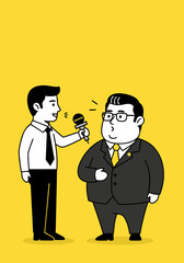 Businessman Being Interviewed by Reporter Vector Illustration
