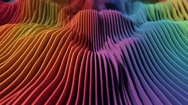 Vibrant Rainbow Waves Undulating Across a Dynamic Landscape, Captured from a High-Resolution Illustration Viewpoint