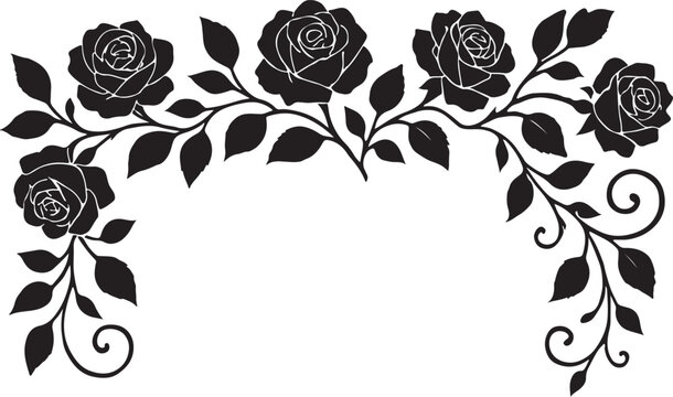 Elegant rose border romantic floral vine design for decoration and craft projects silhouette vector