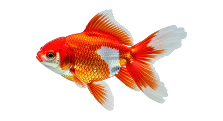 Isolated fancy goldfish in full body, a side view of a single tropical freshwater fish © Sylas