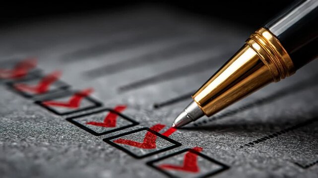 Writing down priorities using a luxurious pen on a checklist in a cozy workspace, capturing the essence of productivity and focus in high-quality 4k resolution