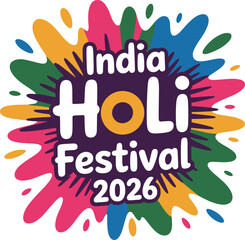 Obraz premium India Holi Festival 2026 Celebration Graphic with Colorful Splashes