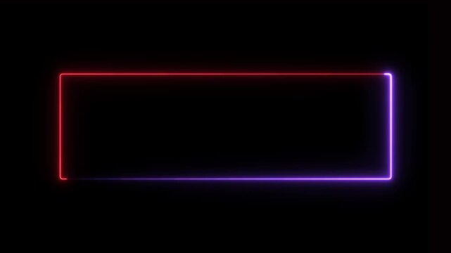 Glowing Neon Rectangular Box &ndash; Futuristic red and blue  Light Frame on Black Background