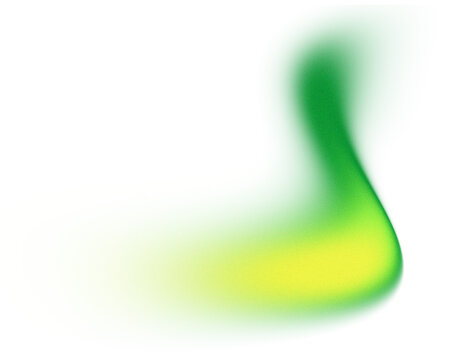 Abstract green yellow swirling gradient light streak swoosh spreading on transparent background, png element for liquid, fluid, motion, dynamic, energy, overlay design