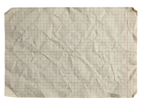 Vintage map fragment with grid lines and creases isolated on transparent background