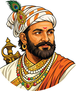 Chatrapati Shivaji Maharaj Maratha King Vector Illustration