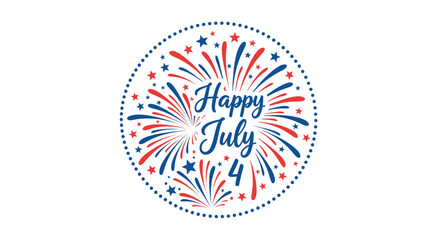 Obraz premium Patriotic 4th of July celebration icon with fireworks and stars, isolated on transparent background