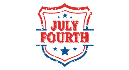 Naklejka premium Patriotic July Fourth badge vector icon with shield shape and stars.