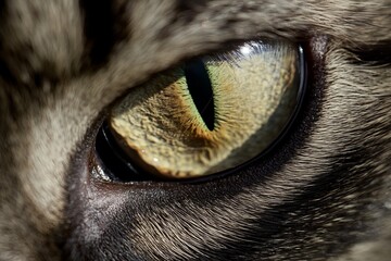Close-Up Portrait of a Cat Gazing Intently, Capturing the Depth of Its Soul Through Expressive Eyes