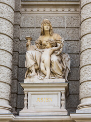 Fototapeta premium 19th Century allegorical figures representing Asia on the facade of the Naturhistorisches Museum (Natural History Museum), Vienna, Austria