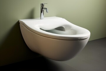 Fototapeta premium Wall mounted bidet featuring a sleek, ergonomic design, enhancing the modern aesthetic of a bathroom