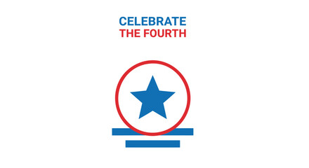 American Independence Day icon with star and text, Celebrate The Fourth, isolated on transparent background