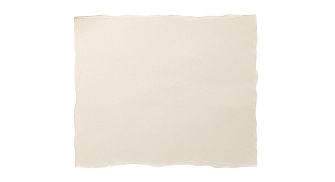 Isolated torn paper sheet with deckle edges for art projects, scrapbooking and collage