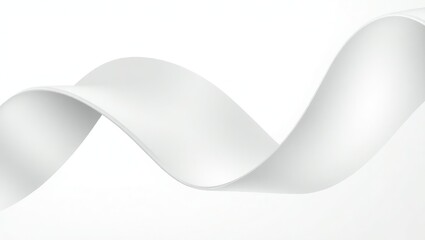 Delicate smooth satin ribbon undulates gently on white background elegant curves and soft folds