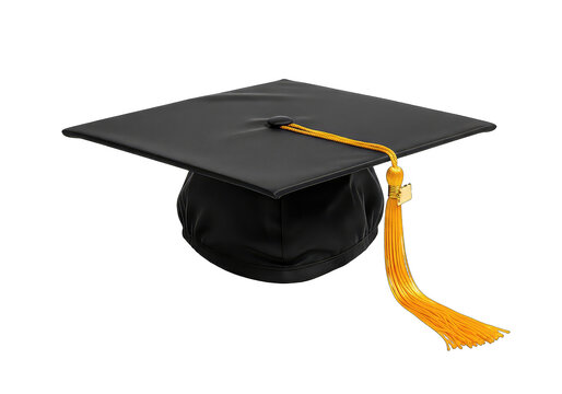 Black Graduation Cap with Yellow Tassel