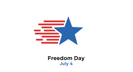Fototapeta premium Patriotic Freedom Day icon with star and stripes, isolated on transparent background.