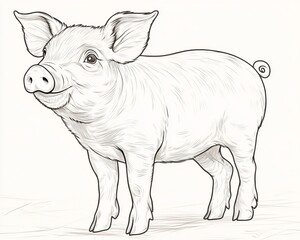 Fototapeta premium Adorable and Detailed Illustration of a Cute Piglet Standing in a Farm Setting for Animal Lovers