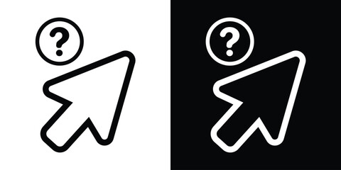 Obraz premium Mouse cursor pointer icon with a question mark, symbolizing help, support, FAQs, and information search in web design.