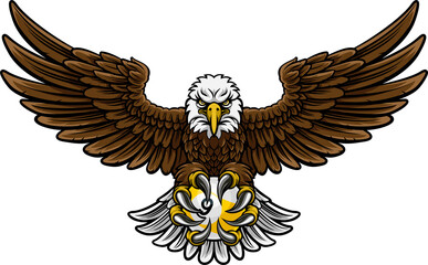 Obraz premium Eagle nine ball pool billiards sports mascot holding a 9 ball cartoon illustration