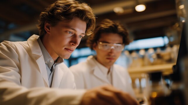 revolution in milk pasteurization technology designed to enhance flavor and prolong freshness for customers everywhere. Brightly lit research lab with diverse scientists experimenting with