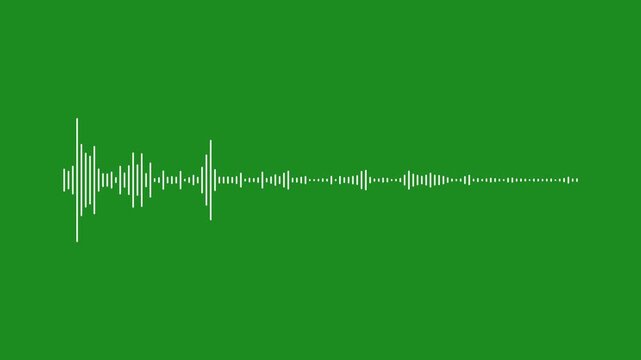 Green Screen Audio Wave, Audio Spectrum music line graph Minimalist wave form Audio, audio bar, spectrum form white video footage of audio visualizer on green background. 