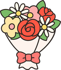 장미 데이지 꽃다발