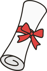 빨간 리본이 달린 졸업장 두루마리