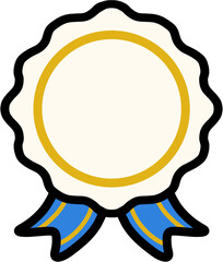  파란 리본 달린 인증 배지 도장 프레임 일러스트