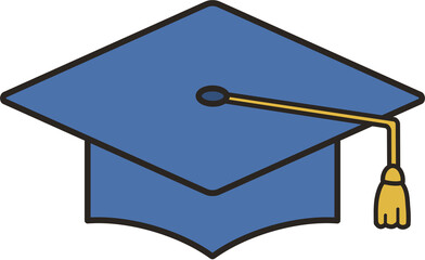 노란 수술이 달린 청색 학사모