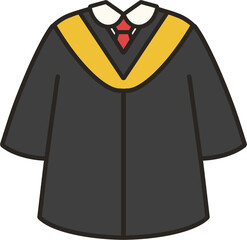 노란 숄더 장식이 있는 졸업가운 학위복 일러스트