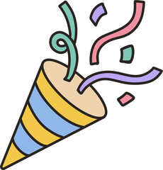 콘페티가 터지는 고깔모양 폭죽