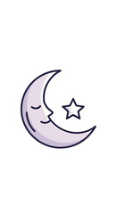 Fototapeta premium Soft Organic Crescent Moon and Star Icon for Restful Sleep and Wellbeing.
