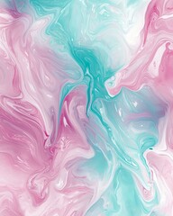 Soft Pink and Aqua Swirling Abstract Fluid Art Background
