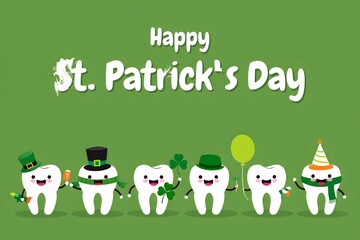Fototapeta premium Celebrating st. patrick's day with tooth characters