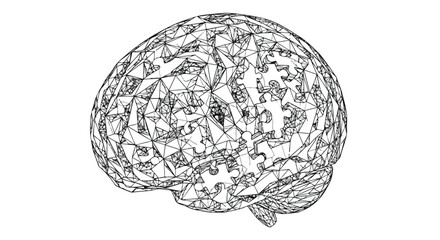 Obraz premium Human brain profile neural network medical sketch art