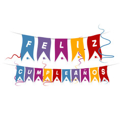 Decorative Birthday Flags with Ribbons Vector