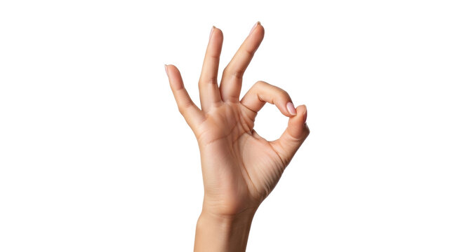 Isolated hand gesture signaling everything is OK, perfect, great, or fine and agreement symbol