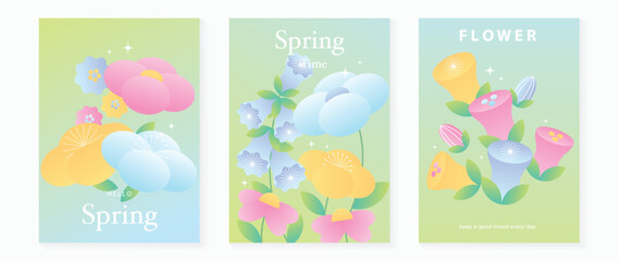 Spring tulip and daisy flowers vector poster illustration with pastel mint peach colors. Modern decorative design for greeting cards, wall art, covers, and seasonal templates. © TWINS DESIGN STUDIO