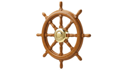 Isolated helm showing a ship steering equipment, a nautical symbol of maritime direction