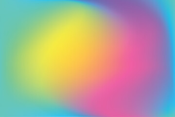 Obraz premium Vintage blue, yellow, pink blur gradient background, with smooth wave shape, neon glow, fluorescent abstract candy color liquid texture, wallpaper with copy space. Aesthetic fluid flowing backdrop