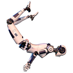 3D Rendering Female Robot on White