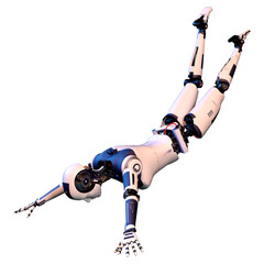 3D Rendering Female Robot on White