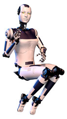 3D Rendering Female Robot on White