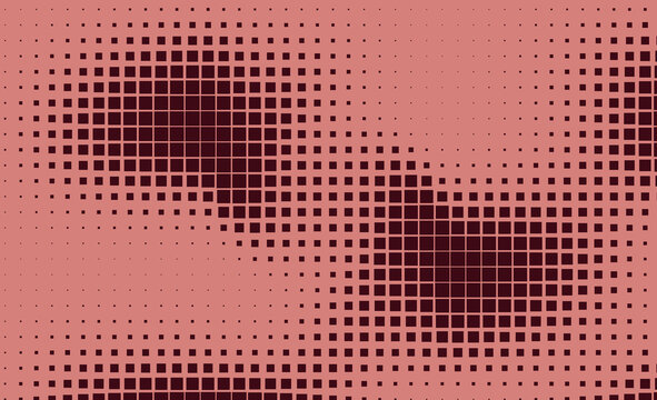 Abstract red and black halftone square pattern background with subtle wave formations and gradual pixelation effect modern