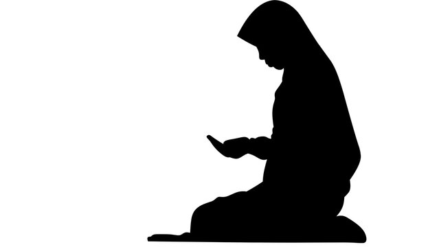 Person Praying Silhouette in Kneeling Position