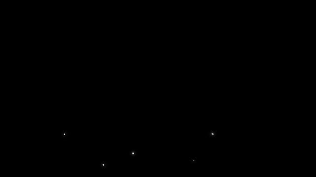 White foil confetti explosion from center with depth of field blur, 4k alpha channel overlay on black background for holiday, birthday and wedding projects