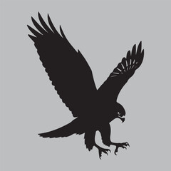 Obraz premium eagle landing attack silhouette vector design art and illustration