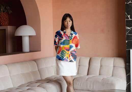Mockup Of Woman Wearing Customizable Blouse